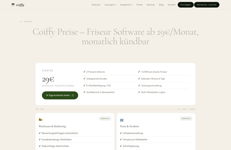 Coiffy-Preisseite