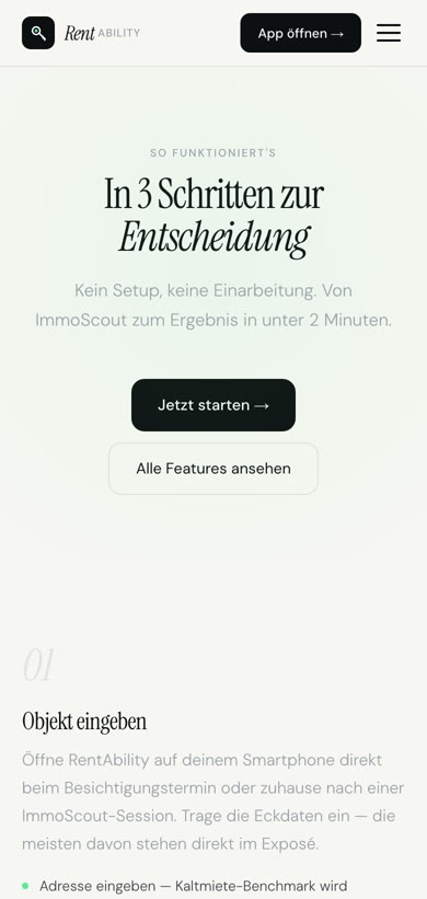 RentAbility-Ablauf auf dem Smartphone